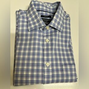 Jos. A. Bank Blue Casual Button Down Shirt with Checkered Pattern